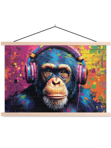 MuchoWow Poster mit Leiste Bunte Schimpanse  (BxH)