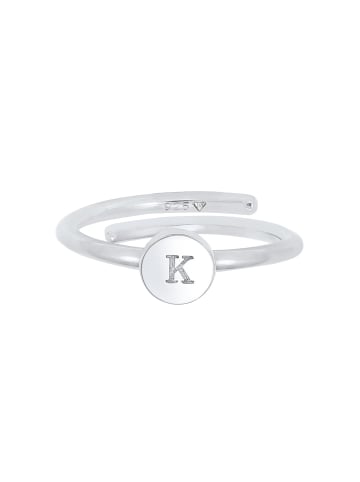 Elli Ring 925 Sterling Silber Buchstabe, Buchstabe - K, Plättchen in Silber