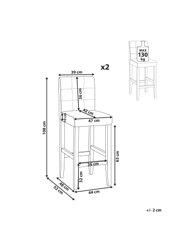 Beliani 2-tlg Barhocker MADISON in Grau/Braun