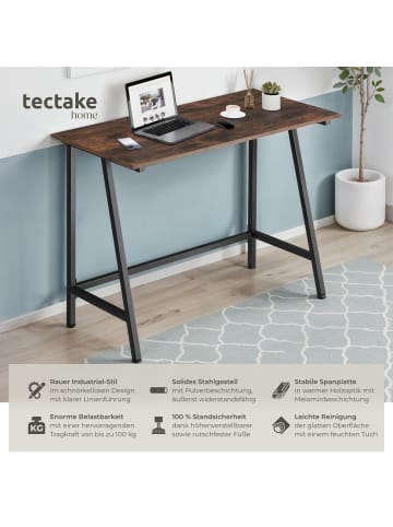 tectake Schreibtisch Newton 100 x 50 x 77 cm, Industrial Holz dunkel, rustikal