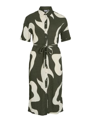 Vila Legeres Blusen Kleid mit Kragen und Flammen Print Design in Grün