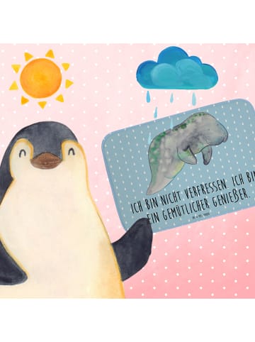 Mr. & Mrs. Panda Badvorleger Seekuh Chillen mit Spruch in Blau Pastell