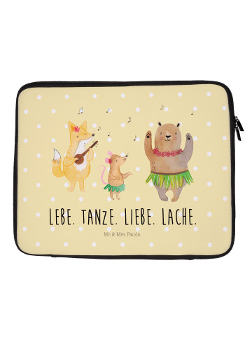 Mr. & Mrs. Panda Schutzhülle Laptop Waldtiere Aloha mit Spruch in Gelb Pastell