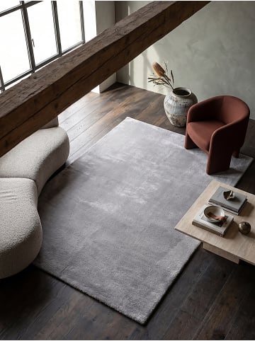 KADIMA DESIGN Teppich Hochflor Uni rutschhemmend weich wohnlich Wohnzimmer gemütlich in Grau