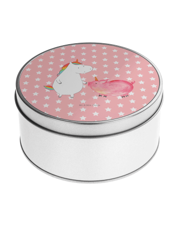 Mr. & Mrs. Panda Blechdose rund Einhorn Schwein ohne Spruch in Rot Pastell