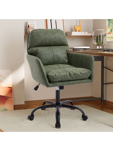 ABRIHOME Bürodrehstuhl in Grün Kunstleder PU höhenverstellbar für Büro Schlafzimmer