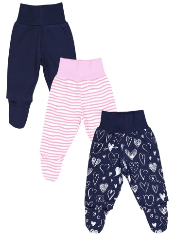 TupTam Baby Mädchen Strampelhose mit Fuß 3er Pack in blau Modell 1