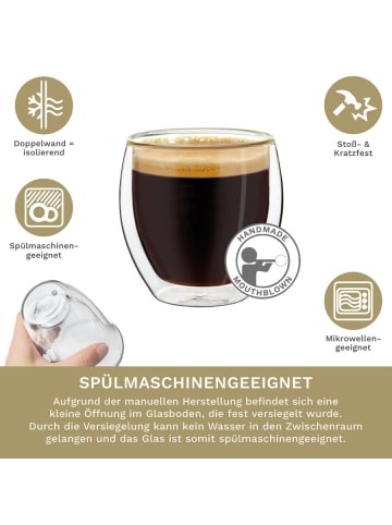 Creano Espressogläser doppelwandig 6er Set - 100ml Glas