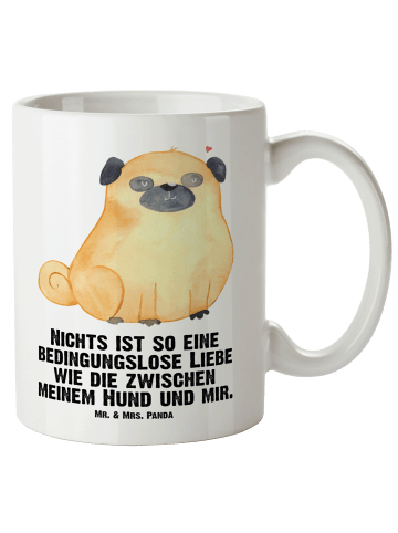 Mr. & Mrs. Panda Haferl Mops mit Spruch in Weiß