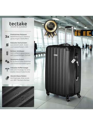 tectake Hartschalenkofferset mit Teleskopgriff und Sicherheits-Zahlenschloss