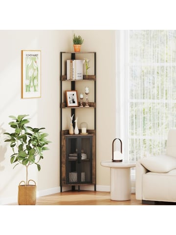 COSTWAY 6-stöckiges Eckregal 32 x 32 x 170 cm in Braun