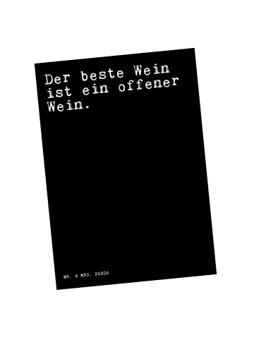 Mr. & Mrs. Panda Postkarte Der beste Wein ist... mit Spruch in Schwarz