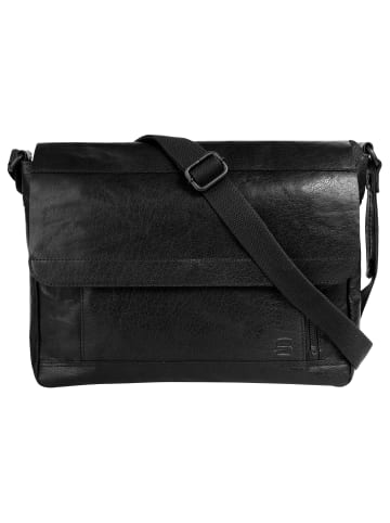 SPIKES & SPARROW Messenger echt Leder in schwarz