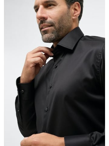Eterna Knopfleisten Langarmshirt für Herren in Schwarz