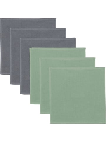 Erwin Müller Baumwolle Spültuch 2-farbig 6er-Pack in grau/jade
