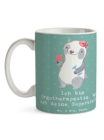 Mr. & Mrs. Panda Trinkbecher Super Ergotherapeutin mit Spruch in Meeresbrise