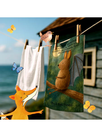 Mr. & Mrs. Panda Handtuch Fledermaus Sitzen Design mit Spruch in Weiß