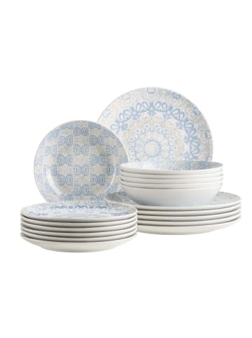 Mäser Teller Set, Porzellan Ornea in Blau