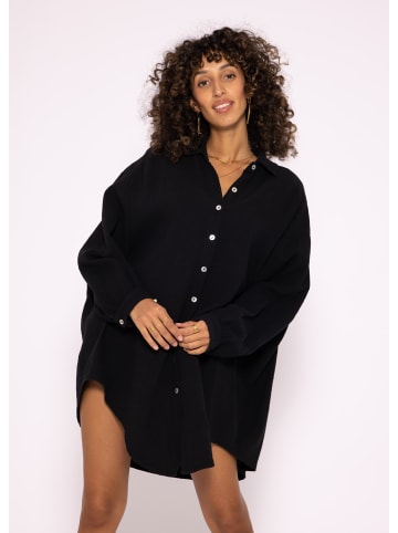 SASSYCLASSY Ultra Oversize Musselin-Blusenhemd lange Variante in Schwarz