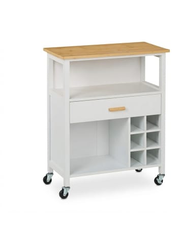 relaxdays Küchenwagen in Weiß/ Natur - (B)65 x (H)80 x (T)35 cm