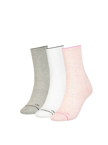 Calvin Klein Socken 3er Pack in Grau/Weiß/Rosa