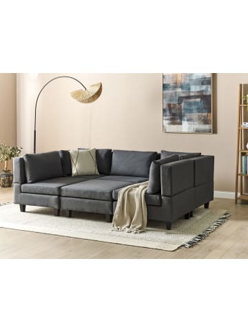 Beliani 6-tlg Modulsofa UNSTAD in Grau/Schwarz