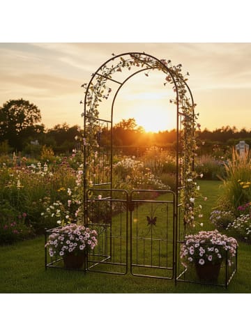 relaxdays Rosenbogen "Portal" in Schwarz - (B)202 x (H)220 x (T)50 cm