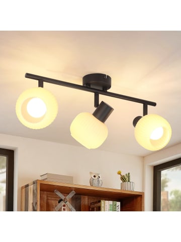 ZMH Deckenleuchte in schwarz 3-flammige E14 Glas Morden schwenkbar Deckenspots