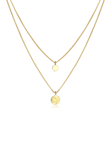 Elli Halskette 925 Sterling Silber Plättchen, Geo in Gold