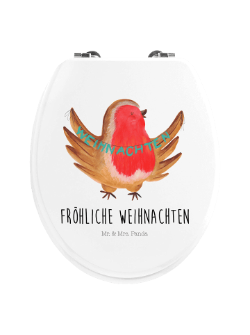 Mr. & Mrs. Panda Gütewc sitz Rotkehlchen Weihnachten mit Spruch in Weiß