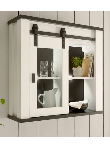 Furn.Design Küche-Hängeschrank weiß Pinie, anthrazit Landhaus, Küchenschrank hängend