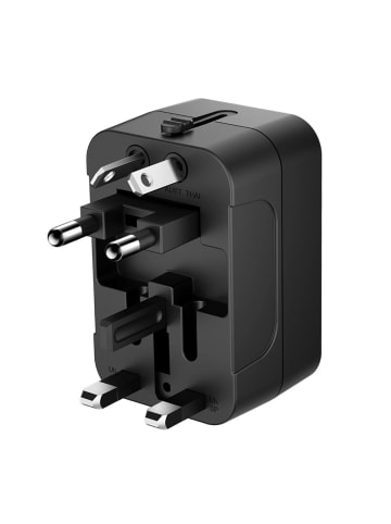 Wozinsky Reiseadapter universal 24W EU / US / AUS / UK / 2x USB-A in Schwarz in Schwarz