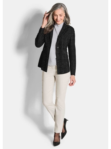 GOLDNER Kurzgröße: Eleganter Baumwollblazer, Karomuster in schwarz / gemustert