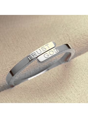 XCOAST Ring Edelstahl - verstellbare Größe - Unisex -Trust God- Silber