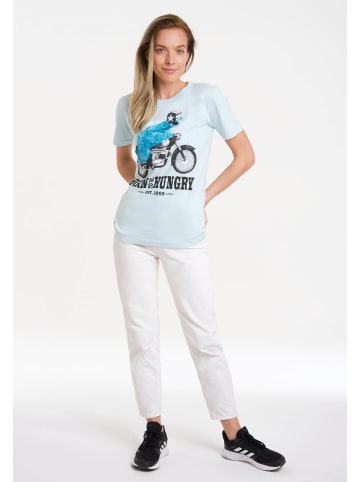 Logoshirt T-Shirt Sesamstrasse - Krümelmonster Motorrad in hellblau
