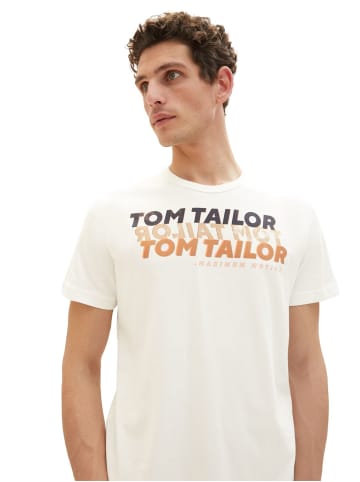 Tom Tailor T-Shirt WORDING LOGO in Weiß