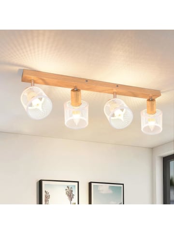 ZMH Deckenleuchte in weiß 4-flammige E14 Holz Modern Küchelampe