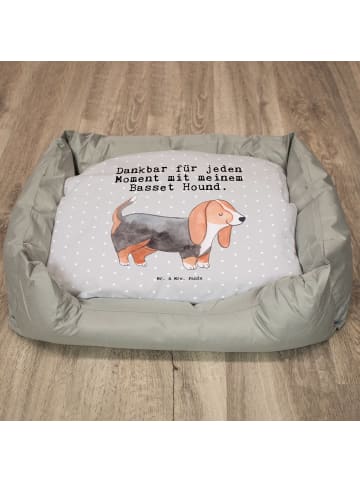 Mr. & Mrs. Panda Hundekörbchen Basset Hound Moment mit Spruch in Grau Pastell