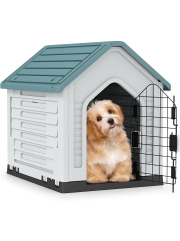 COSTWAY Hundehütte Outdoor in Petrol