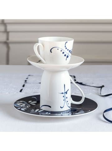 Villeroy & Boch 6er Set Becher mit Henkel Vieux Luxembourg Brindille 370 ml in weiß-blau