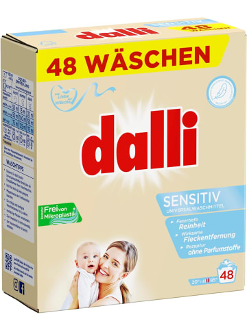 DALLI-WERKE sensitiv Vollwaschmittel-Pulver I Weiße Wäsche | 48 Waschladungen