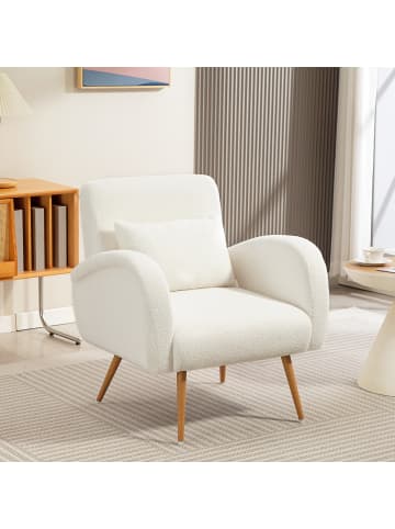 HOMCOM Loungesessel-77L x 77B x 83H cm-Cremeweiß