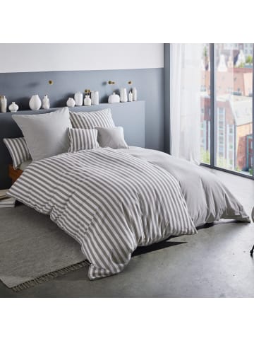 Erwin Müller Edel-Flanell Kuschelkissenbezug in silber-weiß