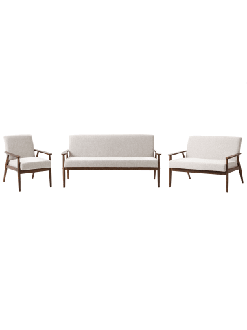 Beliani 3-tlg Sitzgruppe ESRUM in Grau/Braun