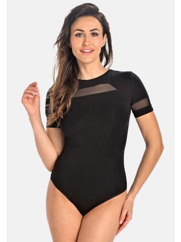Teyli Damen-Bodysuit mit Mesh und kurzen Ärmeln Abby in schwarz
