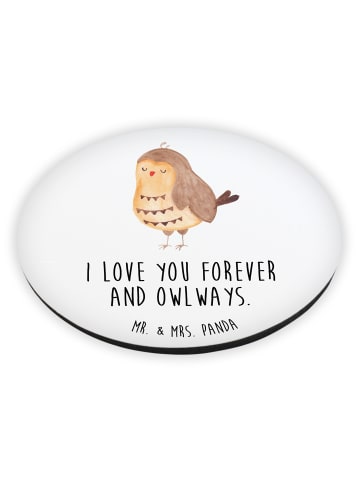 Mr. & Mrs. Panda Kühlschrankmagnet Eule Zufrieden mit Spruch in Weiß