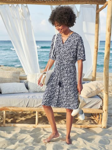 Heine A-Linien-Kleid in marine-ecru-bedruckt