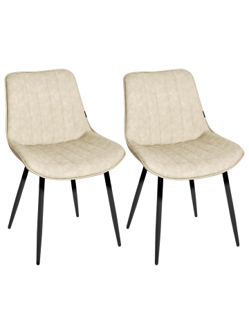 Beliani 2er-Set Esszimmerstuhl DUBROVNIK in Beige/Schwarz