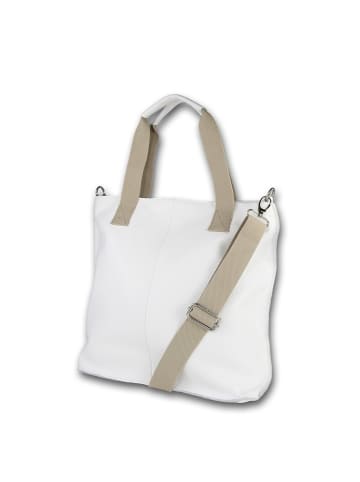 Toscanto Leder Schultertasche, Shopper Toscanto Tasche weiß ca. 44cm