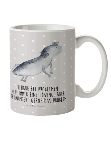 Mr. & Mrs. Panda Kindertasse Axolotl Schwimmen mit Spruch in Grau Pastell